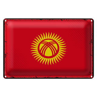 Blechschild Flagge Kirgisistan 30x20cm Retro Kyrgyzstan