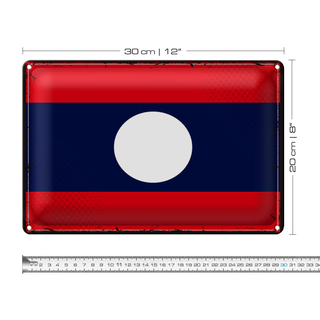 Blechschild Flagge Laos 30x20cm Retro Flag of Laos