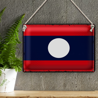 Blechschild Flagge Laos 30x20cm Retro Flag of Laos