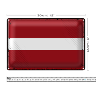 Blechschild Flagge Lettland 30x20cm Retro Flag of Latvia