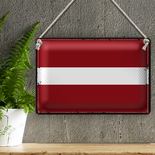 Blechschild Flagge Lettland 30x20cm Retro Flag of Latvia