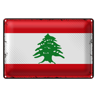 Blechschild Flagge Libanon 30x20cm Retro Flag of Lebanon