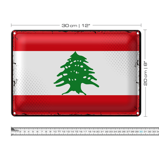 Blechschild Flagge Libanon 30x20cm Retro Flag of Lebanon