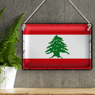 Blechschild Flagge Libanon 30x20cm Retro Flag of Lebanon