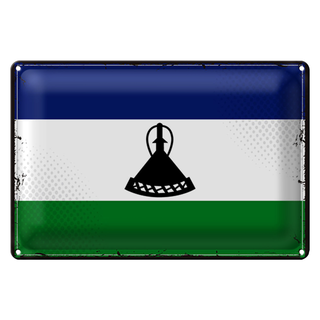 Blechschild Flagge Lesotho 30x20cm Retro Flag of Lesotho