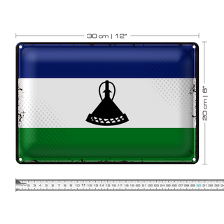 Blechschild Flagge Lesotho 30x20cm Retro Flag of Lesotho