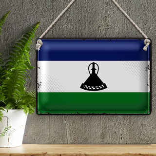 Blechschild Flagge Lesotho 30x20cm Retro Flag of Lesotho