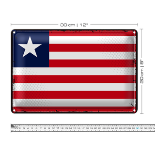 Blechschild Flagge Liberia 30x20cm Retro Flag of Liberia