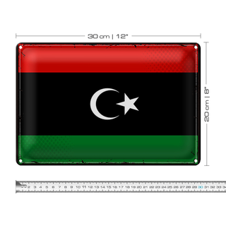 Blechschild Flagge Libyen 30x20cm Retro Flag of Libya