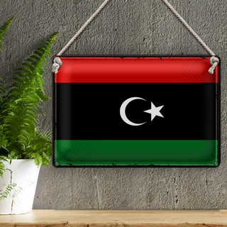 Blechschild Flagge Libyen 30x20cm Retro Flag of Libya