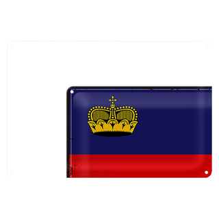Blechschild Flagge Liechtenstein 30x20cm Retro Flag