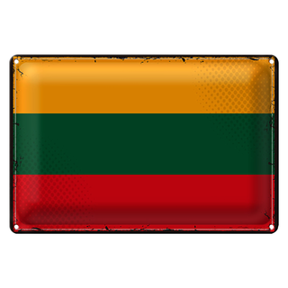 Blechschild Flagge Litauen 30x20cm Retro Flag of Lithuania