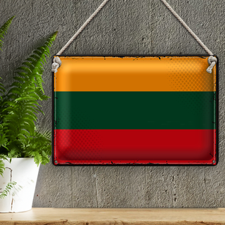 Blechschild Flagge Litauen 30x20cm Retro Flag of Lithuania