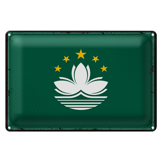 Blechschild Flagge Macau 30x20cm Retro Flag of Macau