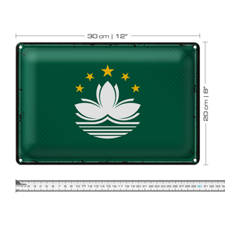 Blechschild Flagge Macau 30x20cm Retro Flag of Macau