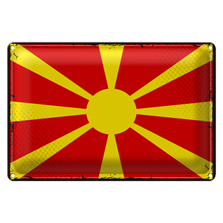 Blechschild Flagge Mazedonien 30x20cm Retro Flag Macedonia