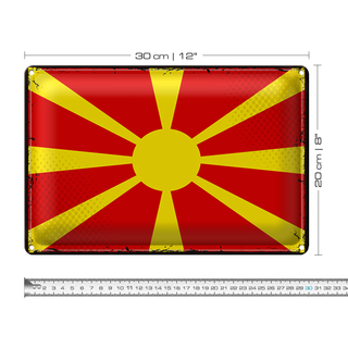 Blechschild Flagge Mazedonien 30x20cm Retro Flag Macedonia