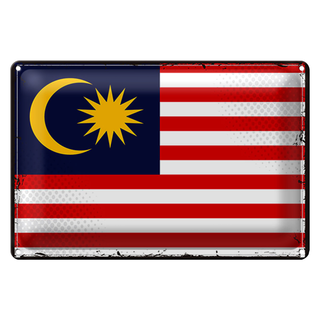 Blechschild Flagge Malaysia 30x20cm Retro Flag of Malaysia