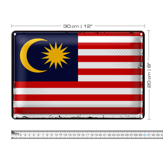 Blechschild Flagge Malaysia 30x20cm Retro Flag of Malaysia
