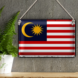 Blechschild Flagge Malaysia 30x20cm Retro Flag of Malaysia