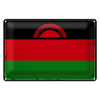 Blechschild Flagge Malawi 30x20cm Retro Flag of Malawi