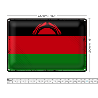 Blechschild Flagge Malawi 30x20cm Retro Flag of Malawi