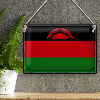 Blechschild Flagge Malawi 30x20cm Retro Flag of Malawi