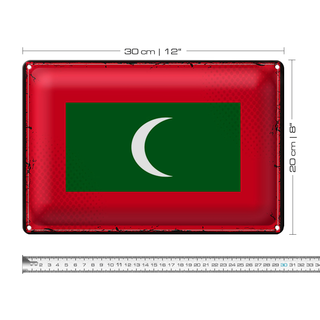 Blechschild Flagge Malediven 30x20cm Retro Flag Maldives