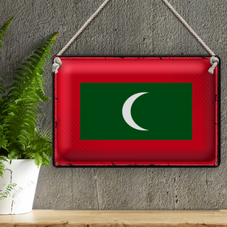 Blechschild Flagge Malediven 30x20cm Retro Flag Maldives