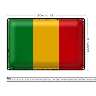 Blechschild Flagge Mali 30x20cm Retro Flag of Mali