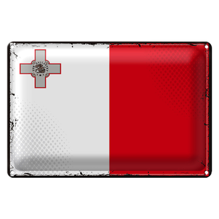 Blechschild Flagge Malta 30x20cm Retro Flag of Malta