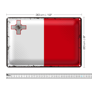 Blechschild Flagge Malta 30x20cm Retro Flag of Malta