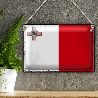 Blechschild Flagge Malta 30x20cm Retro Flag of Malta