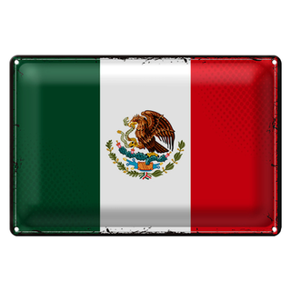 Blechschild Flagge Mexiko 30x20cm Retro Flag of Mexico