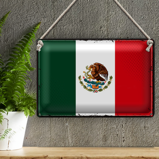 Blechschild Flagge Mexiko 30x20cm Retro Flag of Mexico