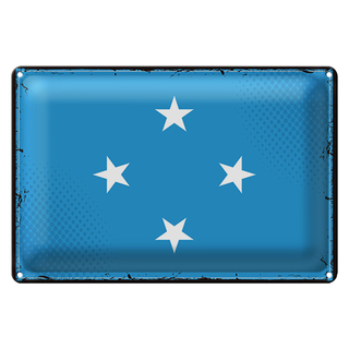 Blechschild Flagge Mikronesien 30x20cm Micronesia Retro