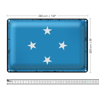 Blechschild Flagge Mikronesien 30x20cm Micronesia Retro