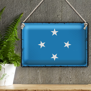 Blechschild Flagge Mikronesien 30x20cm Micronesia Retro