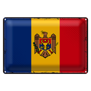 Blechschild Flagge Moldau 30x20cm Retro Flag of Moldova