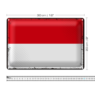 Blechschild Flagge Monaco 30x20cm Retro Flag of Monaco