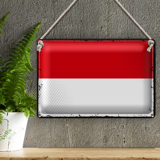 Blechschild Flagge Monaco 30x20cm Retro Flag of Monaco