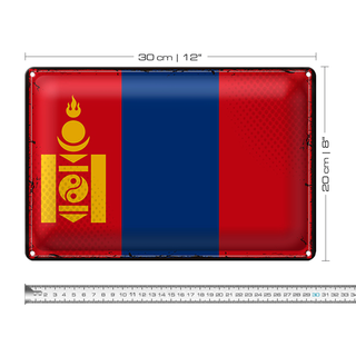Blechschild Flagge Mongolei 30x20cm Retro Flag of Mongolia