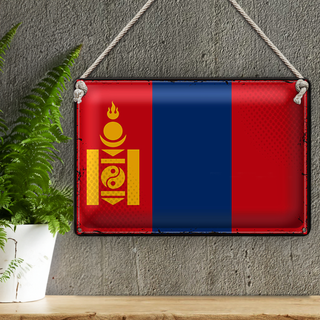 Blechschild Flagge Mongolei 30x20cm Retro Flag of Mongolia