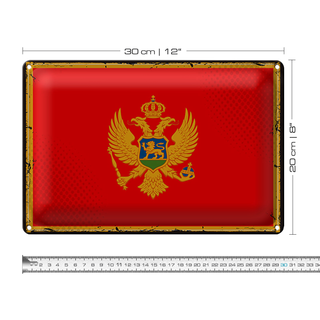 Blechschild Flagge Montenegro 30x20cm Retro Flag Montenegro