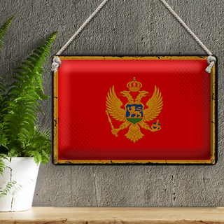 Blechschild Flagge Montenegro 30x20cm Retro Flag Montenegro