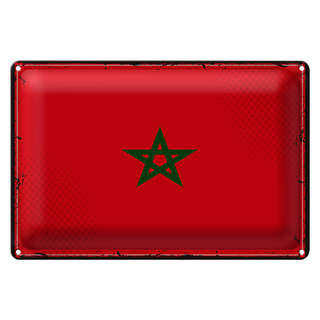 Blechschild Flagge Marokko 30x20cm Retro Flag of Morocco