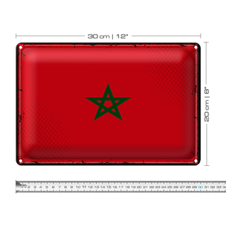 Blechschild Flagge Marokko 30x20cm Retro Flag of Morocco
