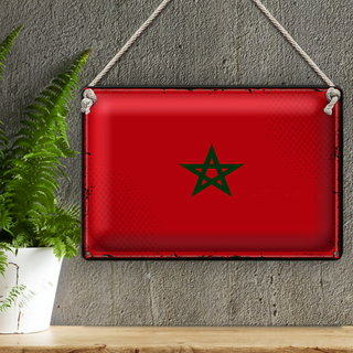 Blechschild Flagge Marokko 30x20cm Retro Flag of Morocco