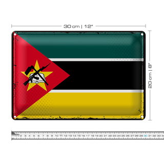 Blechschild Flagge Mosambik 30x20cm Retro Flag Mozambique