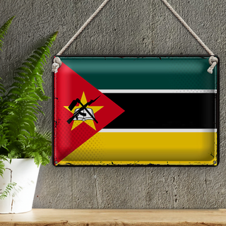 Blechschild Flagge Mosambik 30x20cm Retro Flag Mozambique